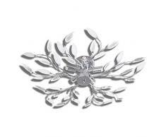 vidaXL Lampe de Plafond Blanche et Transparente Bras Crystal 5 E14 Ampoules Plafonnier