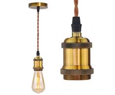 Industriel Plafonnier Vintage Rétro Luminaire Suspendu Suspensions Eclairage Avec Cordon Support de Lampe de Plafond E27 pour Chambre,Salle à Manger,Café,Boutique. (Bronze)