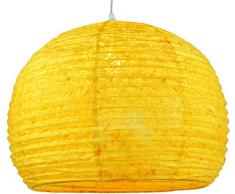 Guru-Shop Abat-jour Demi Rond en Papier Lokta, Lampe Suspendue Corona Ø 40 cm - Jaune, DupapierLokta, Papier Abat-jour Sphérique