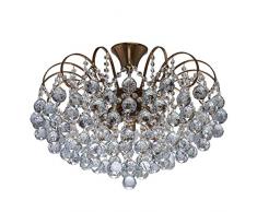MW-Light 232016808 Lustre Plafonnier Baroque en Métal couleur Bronze décoré de Pampilles Boules en Cristal pour Salon Bas Plafond 8x60W E14