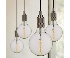 G125 Edison Ampoule globe vintage LED à double spirale incurvée LED Filament clair 4 W Dimmable 220/240 V E27 Base ampoule vintage