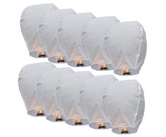 Lanternes Chinoises Kong Ming en Papier Respectueuse de lEnvironnement Veille de Noël Nouvel An Mariage Fêtes Lot de 10 (Blanc)