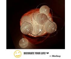 Guirlande Lumineuse Boules, Morbuy 4.8m / 30LED Batterie Chaîne de Lumière 6cm Boules Coton LED Cosy Romantique Lumière Couleur Décoration Pour La Saint Valentin Noël Fêtes Mariage Fêtes Ou Occasions (4.8m / 30 Boule lumière, Rose pâle)