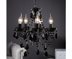 RETRO DESIGNER ACRYL KRONLEUCHTER POMP, Lustre baroque noir à 5 branches, Ø 37 cm style baroque