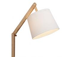 Lampadaire avec abat-jour textile et cadre en bois, 1x E27 max. 60W, bois, blanc