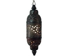Guru-Shop Plafonnier de Métal Dans un Design Marocain, Lampe de Plafond Oriental, Fer, 55x15x15 cm, Lampes de Fer, Lampes en Laiton