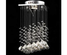 Lightess Lustre en Cristal Pluie Goutte Plafonnier Crital Suspension Luminaire Plafond Luminaire pour Salon Cuisine Salle à Manger Bureau Restaurant Couloir 20 * 20 * 60 cm GU10x1(sans ampoule)