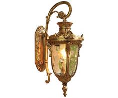 ZXCC Antique Lampe Murale en Aluminium Circulaire Lampe extérieure avec Un Abat-Jour lumières en Verre Transparent E27, IP44 Vieux décoratif Mur extérieur panoramique/Pression/terrasse Jardin,古铜色