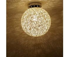 Pionthx Plafonnier Luminaire Moderne Bambou Rotin Petite Boule Plafond Pendentif Lampe Creative LED E14 Éclairage Intérieur Applique Murale Lampe Chevet Salon Restaurant Hallway Cafe Plafond Éclairage