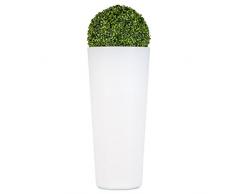 Pot lumineux rond avec buis, pot en résine éclairé, vases lumineux pour jardin, H 85 cm