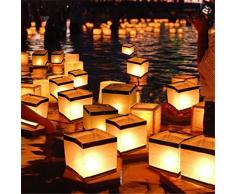 Bluelover 10Pcs eau flottante bougie titulaire étanche bougeoir lanterne souhaitant chandelier lumière 15x15cm