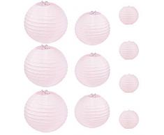 SUNBEAUTY Lanterne Papier Rose Decoration Boule Chinoise Suspension Lampion Deco Chambre Mariage Anniversaire Baby Shower Bapteme 10cm 20cm 30 cm Lot de 10