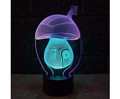 Led 3D Night Light Optical Illusion Lamp 16 Couleurs Dimmable USB Powered Touch Control - Lampe Mushroom USB Kids Toy RGB Lighting Bulb Kids Toy Touch Table Desk Fungus 16 Color 3D Illusion Nigh