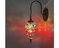 Turque marocaine de style Tiffany Applique murale Lampe Vintage Lampe Antique avec mosaïque Lanterne, base Bronze, Wall Light,A