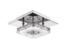 Fuloon Moderne LED Plafonnier Cristal Brillant Miroir Acier Inoxydable Luminaire Lustre Eclairage