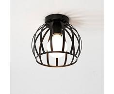 Rétro Métal Plafonnier Noir Cage en Form Boule Industriel Vintage Suspensions Luminaire Edison Culot E27 Lustre pour Salon Chambre (B)