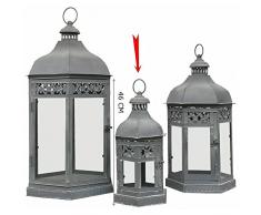 chemin_de_campagne Style Ancienne Lanterne Tempête en Fer Métal 46 cm