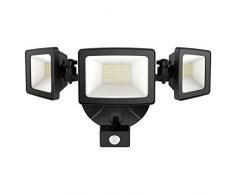 Onforu 50w Projecteur Détecteur de Mouvement LED 3 Tête, IP65 Imperméable, 5000LM, 5000K Blanc Froid, Éclairage de Sécurité Exterieur PIR pour Jardin, Cour, Garage, Entree