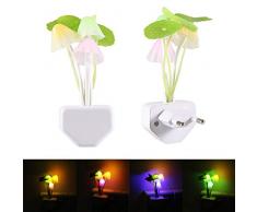 CHIGANT Veilleuse Lampe de Nuit LED 7 Couleurs de Lumière Changeantes Lampe de Réveil Ambiance Décoration de Chambre Champignon Feuille