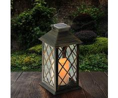 Tomshine Lanterne Solaire, LED Lampe solaire extérieure, avec Bougie LED Flamme Fire Effet ,Sans fil portable rechargeable pour Garden Patio Courtyard Outdoor [Classe énergétique A+]