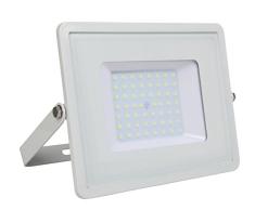 V-TAC 50W Projecteur LED de sÃ©curitÃ© extÃ©rieure Ã©tanche avec Samsung LED, corps blanc - verre gris IP65 4000K Jour Blanc 4000 lumens [Classe Ã©nergÃ©tique A +]