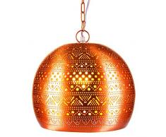 Lampe Suspension Luminaire marocaine Herera 30cm Cuivre E27 Douille | Plafonnier Lustre de Salon marocain oriental | Lanterne électrique indienne Vintage design décoration de maison orientale arabe