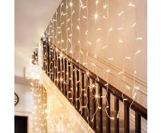 Rideau Lumineux LED Guirlande Lumineux Alimenté par Batterie 3M×3.3M 300 leds avec Télécommande & Minuteur (Blanche Chaude,8 Modes, Dimmable, Etanche IP65) Pour Noël, Fête, Décoration Du Jardin, Mariage Sapin, Terrasse, Maison, Pelouse