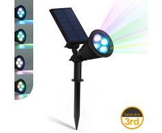 ZEEFO LED Lampes Solaires de 200 Lumens, Projecteur à Énergie Solaire Étanche LED Lumière Murale 180° Réglable Extérieure Éclairage Paysager Luminaires de Nuit de Sécurité pour Jardin Spots Encastrés de Sol Lampe Solaire