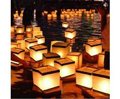 WOOAI Flottante Eau Lanternes Carrées en Papier Lanternes Souhaitant Lanterne Soufflant Bougie Flottante pour La Fête danniversaire De Mariage Décoration Nouveau, Grand