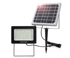 MEIKEE Projecteur Solaire extérieur avec Autonomie Update 60 LEDs Étanche IP66, 6000K 300LM blanc froid Lampe solaire sécurité parfait illuminer lentrée, balcons, terrasses, garages, jardins, etc