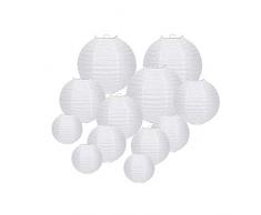 Cratone 12Pcs lanternes en papier Lanterne Boule rondes blanches suspensions en papier de soie pour Décoration de Mariage Maison Noël Fête