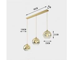 E27 Luminaire Suspension Lustre En Verre Doré Hauteur Réglable Salle À Manger Table À Manger Lampe LED Pendentif Lampe Salon Chambre Sous-Sol Cuisine Lampe Ronde Plafond Décoratif Éclairage L96cm