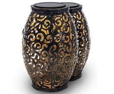 Gadgy 2 jeux de lanterne solaire exterieur ovales | pour decoration jardin | Lampe marocaine avec effet dombre | éclairage étanche pour suspendre, table ou terrasse