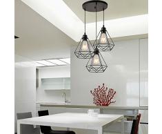 STOEX Lustre Suspension Industrielle Géométrie Nid Style, Lampe de Plafond Vintage Luminaire Abat-Jour, Noir