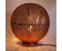 Guru-Shop Lampe de Table Déco en Cuivre Plaqué / Lampe de Table Dans un Style Marocain, Lampadaire Oriental, Métal, 30x30x30 cm, Lampes de Fer, Lampes en Laiton