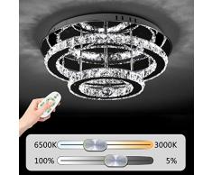 ZYQ Cristal Plafonnier Plafonnier LED Lustre 30W Color Changing Plafonniers en Acier Plafonnier Cristal Gradables K9 Distance pour Chambre Balcon Couloir Salon
