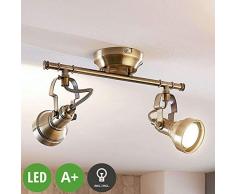 LED Plafonnier Perseas (Antique, Classic) en Bronze en Métal e. a. pour Salon & Salle à manger (à 2 lampes, GU10, A+) de Lampenwelt | Eclairage LED, Lampe LED, Luminaire Plafonnier, Lampe Plafond