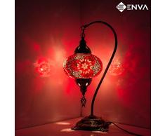 Lampe de table à mosaïque de style turc - Superbe style marocain - Lampe à abat-jour unique de la collection Swan Neck (Étoile rose)