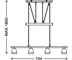 Suspension LED Hauteur réglable 4 ampoules Nickel mat