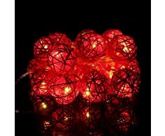 Guirlande Lumineuse Boule, Morbuy Batterie Lumineuse Boules 20 Led boules Longueur 2 Mètres Alimenté par Batterie Ficelle Lumière Décoration Pour La Saint Valentin Noël Fêtes Mariage d'autres Fêtes (Rouge)