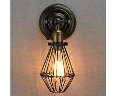 CLAXY Applique murale rustique en métal avec cage style industriel - Pour ampoule à filament Edison