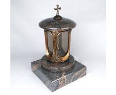 designgrab messingfarbenem en aluminium Tombe Lampe avec socle en granit 20 x 20 x 5 cm, Aspect Antique avec croix et Granit gneis Halmstad/barap/Hollandia dans des lampes aspect ancien funéraire Tombe Lampe Lampe de Cimetière