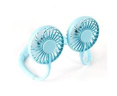 Shan Réglable Sport Fan Cou Anneau de Suspension du Cou Fan Lazy Aromathérapie Lanterne dextérieur Mini Portable Pratique Ventilateurs durables, Alimenté par USB (Color : Blue)