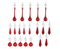 Inconnu H & D Cristal Rouge Icicle Pendentif Lustre Boule prismes Chute Lampe bougeoirs Rideau DIY pièces, Lot DE 20