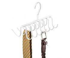mDesign patères comme Cintre - Porte Cravate et Porte Ceinture Pratique avec 14 Crochets pour l'armoire - en métal - Blanc