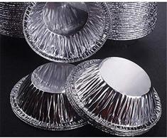 MUXItrade 250 Pièces Moule à Tarte Tartelette Gateau Flan Aluminium Jetable Poêle de Tarte Moule en Feuille Jetable, Poêle de Barbecue Jetable Plaques de Barbecue