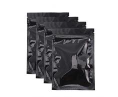 Toyvian Sac refermable en Aluminium Feuille Sac Plat Sac de Fermeture à glissière Sac demballage de Partie Sac de Stockage des Aliments 100pcs (Noir)