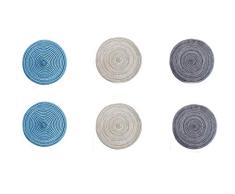 HorBous Lot de 6 Dessous de Verre Japonais Set de Table Japonais Dessous de Plat Sous Bock Japonais Dessous de Tasse Tressé Sous Verre Japanese (7 inch: 2 beige, 2 bleu et 2 gris)