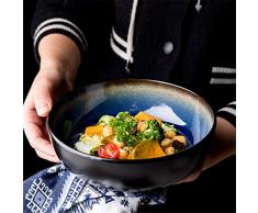 GZLL 7 Pouces Faïence Saladier, Stoneware Fruit Bowl for Les Parties Vaisselle Anti Slip et superposable Bleu