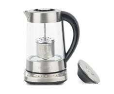 H.Koenig Théière Bouilloire Instant T électrique en Verre TI700 1.7L avec Infuseur filtre à Thé Inox 2400W Compacte, Ebullition rapide, Thermostat Réglable 70° à 100°C , Maintien au chaud, 2couvercles